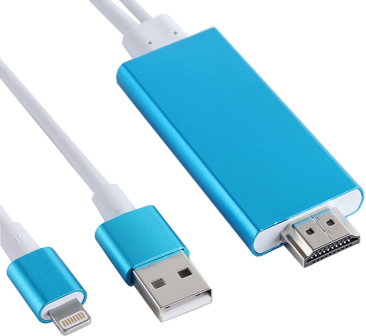 8-pins naar HDMI HDTV-adapterkabel met USB-laadkabel voor iPhone 6 & 6s / iPhone 6 Plus & 6s Plus / iPhone 5 & 5S / iPad mini / iPad Air (blauw)