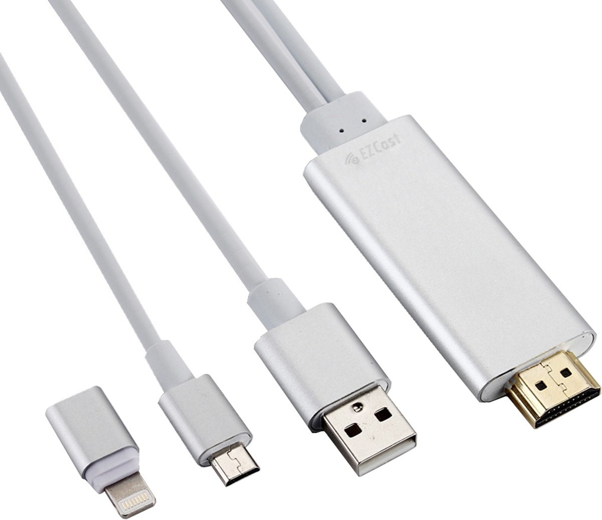 8-pins naar HDMI HDTV-adapterkabel met USB-laadkabel voor iPhone 6 en 6s / iPhone 6 Plus en 6s Plus, met micro-USB-adapter voor Galaxy S5 / Note 4 (zwart)