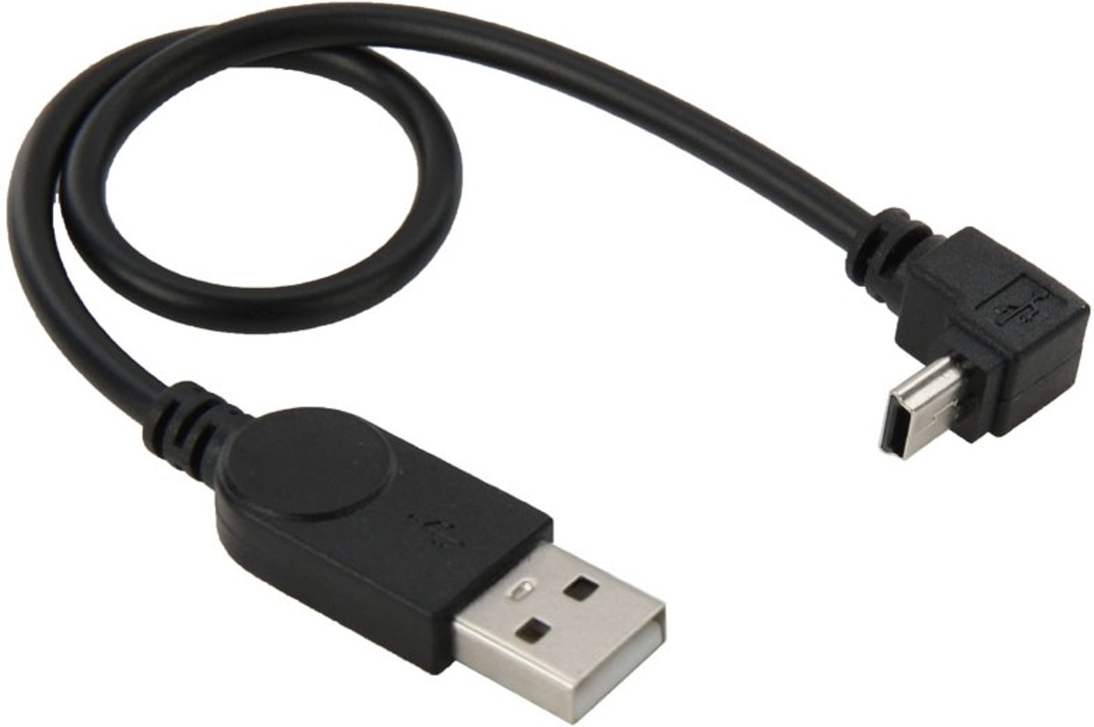 90 graden Mini USB Male naar USB 2.0 AM USB-adapterkabel, lengte: 29cm