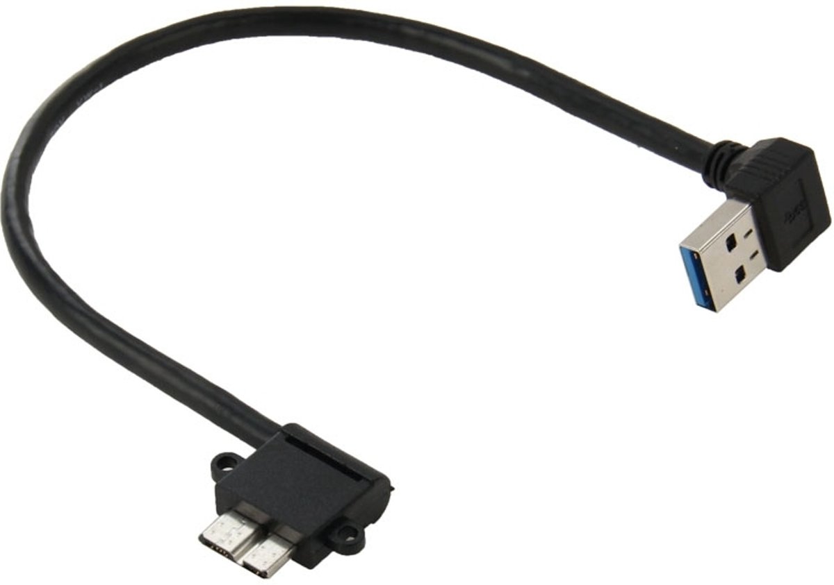 90 graden USB 3.0 naar Micro 3.0 datakabel voor Galaxy Note III / N9000, lengte: 26cm