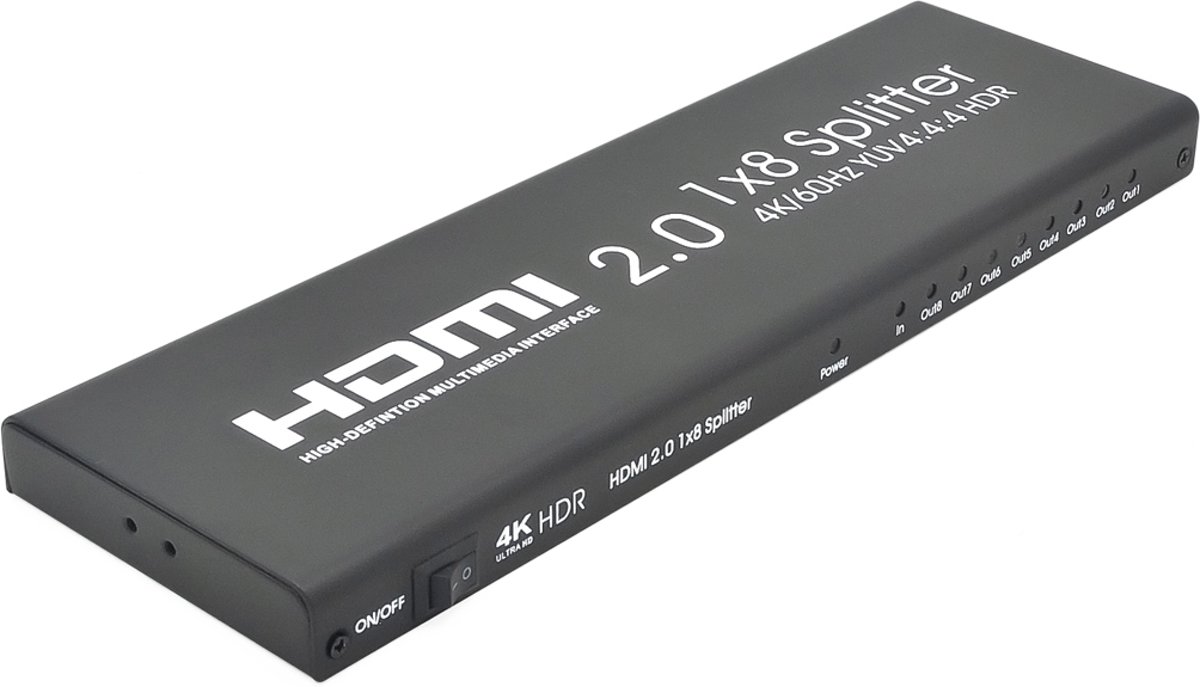 AYS-18V20 HDMI 2.0 1x8 4K Ultra HD-switch splitter (zwart)