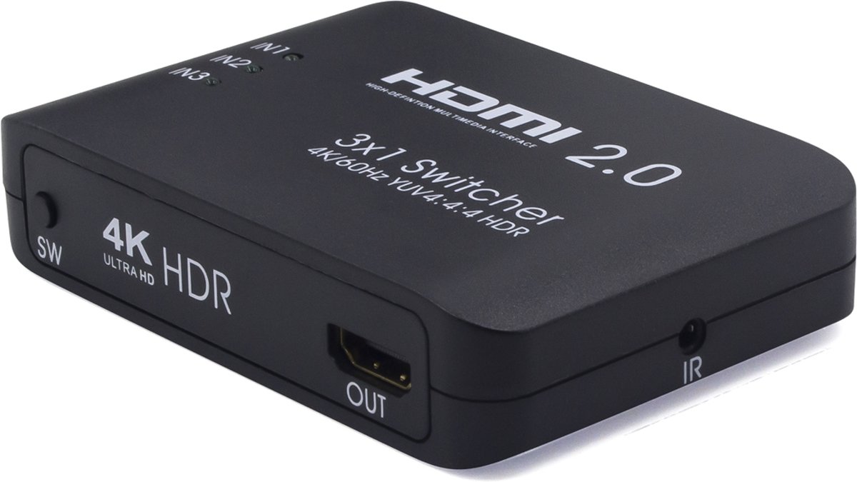 AYS-31V20 HDMI 2.0 3x1 4K Ultra HD switch splitter (zwart)