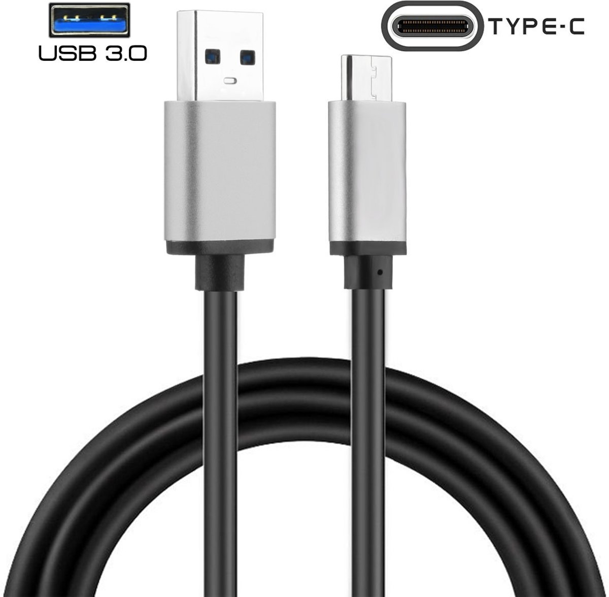 Aluminium hoofd USB-C / Type-C 3,1 Male naar USB 3.0 A Male Adapter datakabel, lengte: 1.0m, voor notebooks & smartphones & tablets