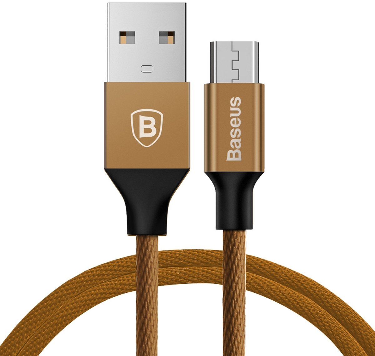 Baseus 1m 2A Yiven Cable Woven Style metalen kop Micro USB naar USB Data Sync oplaadkabel, voor Samsung / Huawei / Xiaomi / LG (koffie)