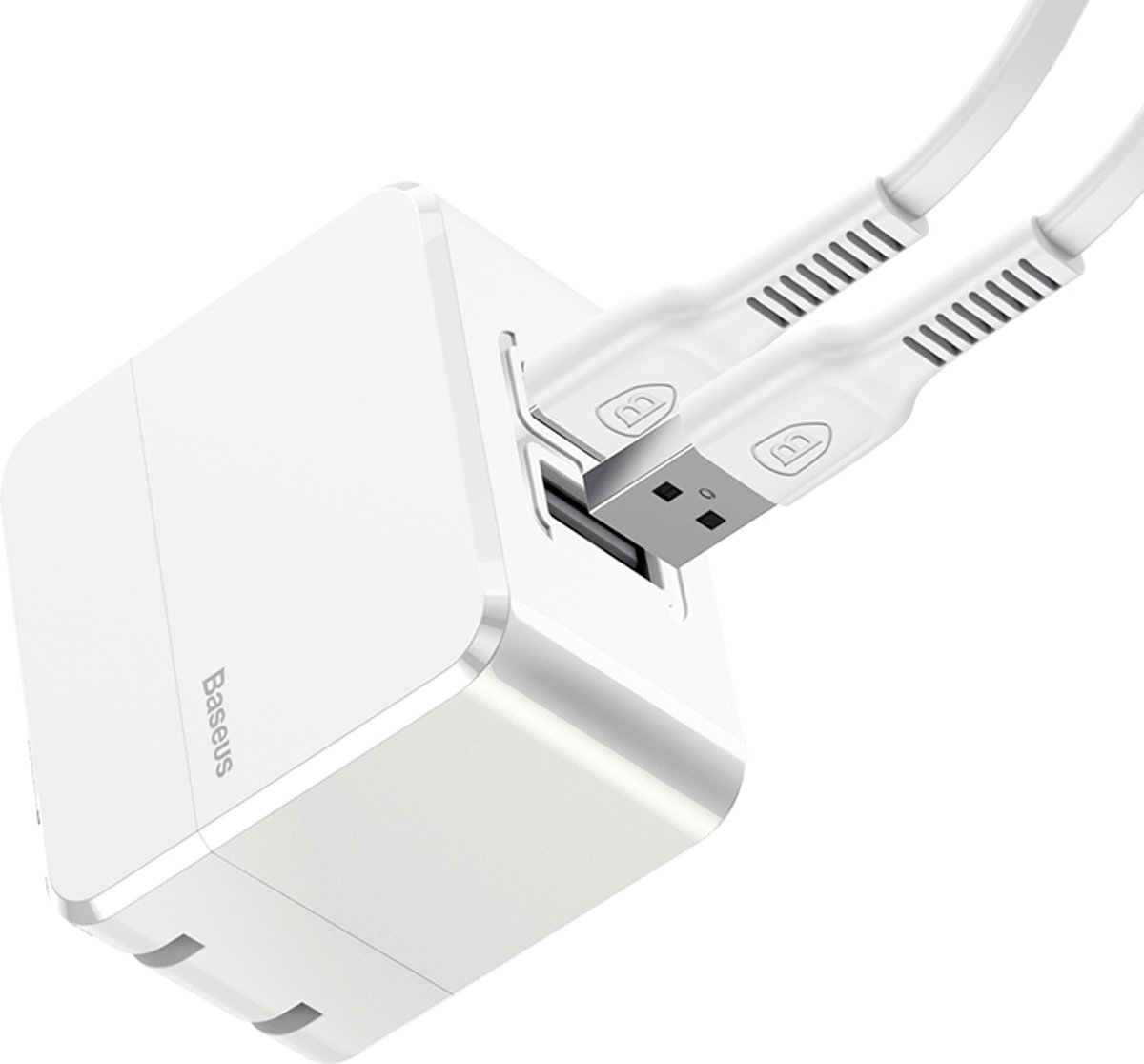 Baseus 2.4A Max dubbele USB-poorten Snellader oplader met 2-pins 8-pins kabel, voor iPhone XR / iPhone XS MAX / iPhone X & XS / iPhone 8 & 8 Plus / iPhone 7 & 7 Plus / iPhone 6 & 6s & 6 Plus & 6s Plus / iPad