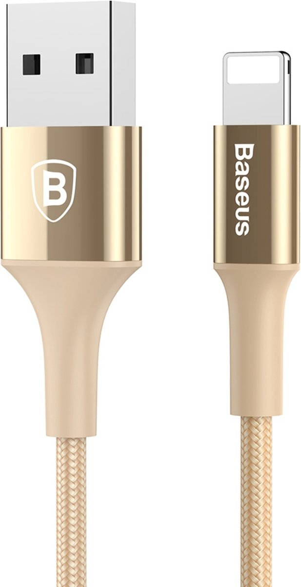 Baseus aluminiumlegering 1m 2A 8-pins naar USB Bright Surface metalen datasynchronisatie-oplaadkabel, voor iPhone 7 & 7 Plus / iPhone6 ​​& 6s / iPad Air / mini (goud)