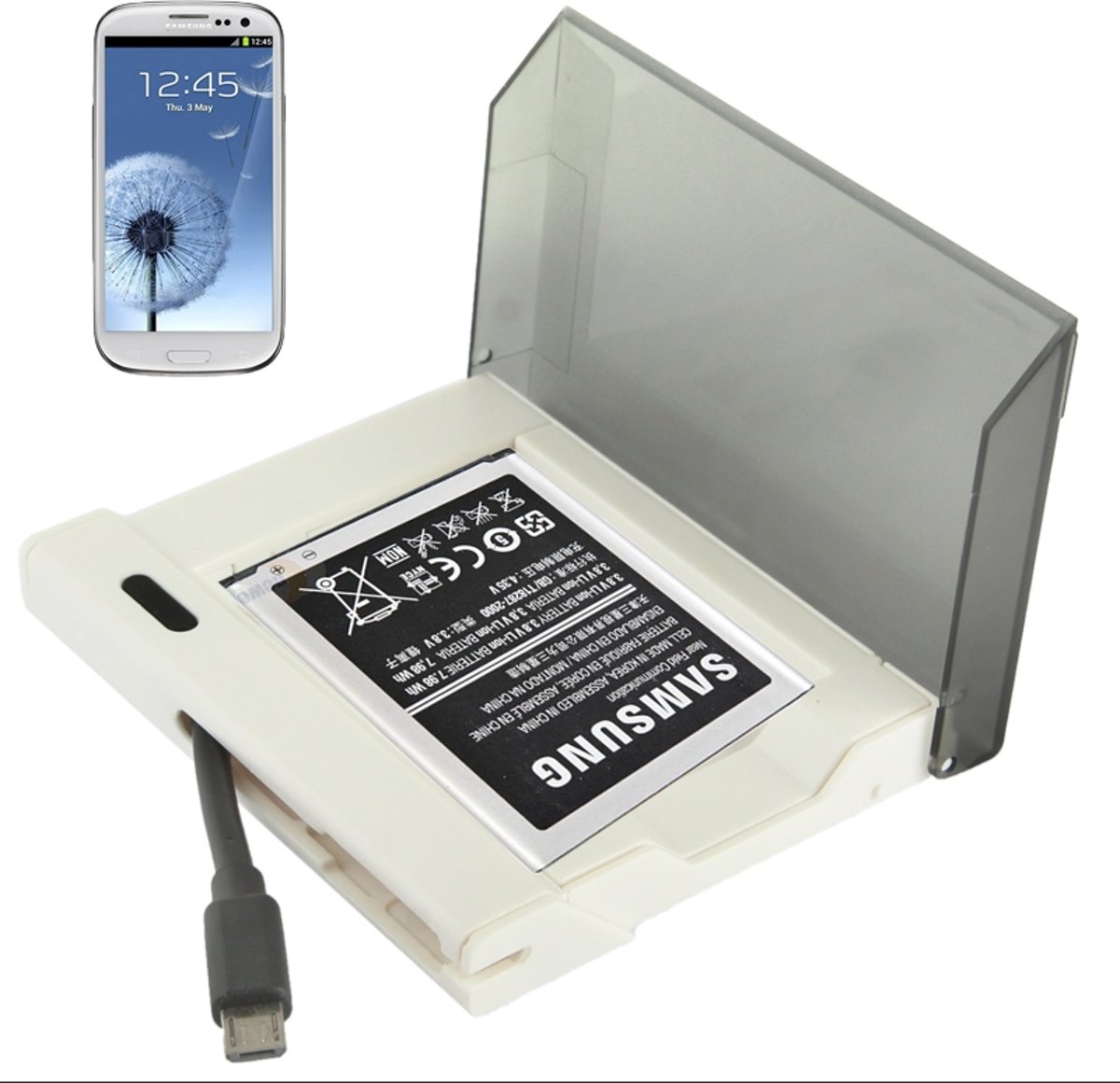 Batterijladerbundel voor Galaxy SIII / i9300 (wit)