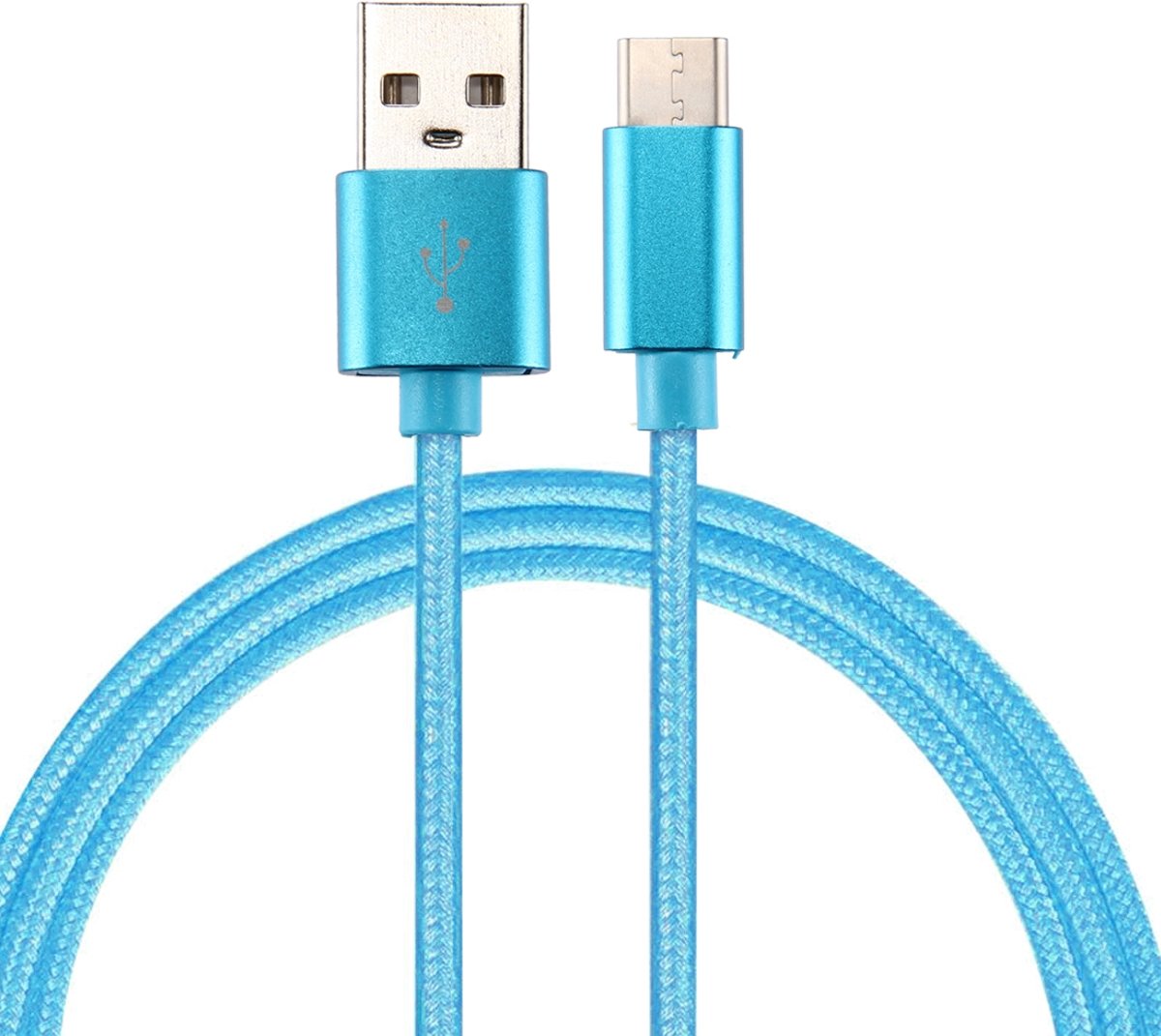 Brei Texture USB naar USB-C / Type-C Data Sync oplaadkabel, kabellengte: 50cm, voor Galaxy S8 & S8 + / LG G6 / Huawei P10 & P10 Plus / Oneplus 5 / Xiaomi Mi6 & Max 2 / en andere smartphones ( Blauw)