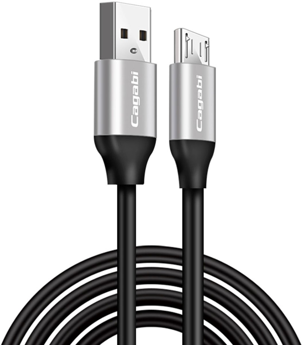 Cagabi T1 1m 2.4A Luchtvaart Aluminium + TPE USB naar Micro USB Data Sync Snelle oplaadkabel, voor Galaxy, Huawei, Xiaomi, HTC, Sony en andere smartphones