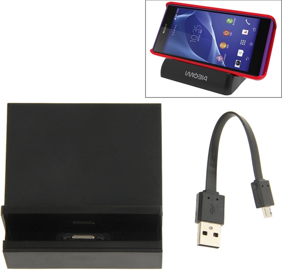 DK39 USB poort magnetisch oplaaddock, voor Sony Xperia Z2 / L50w (zwart)