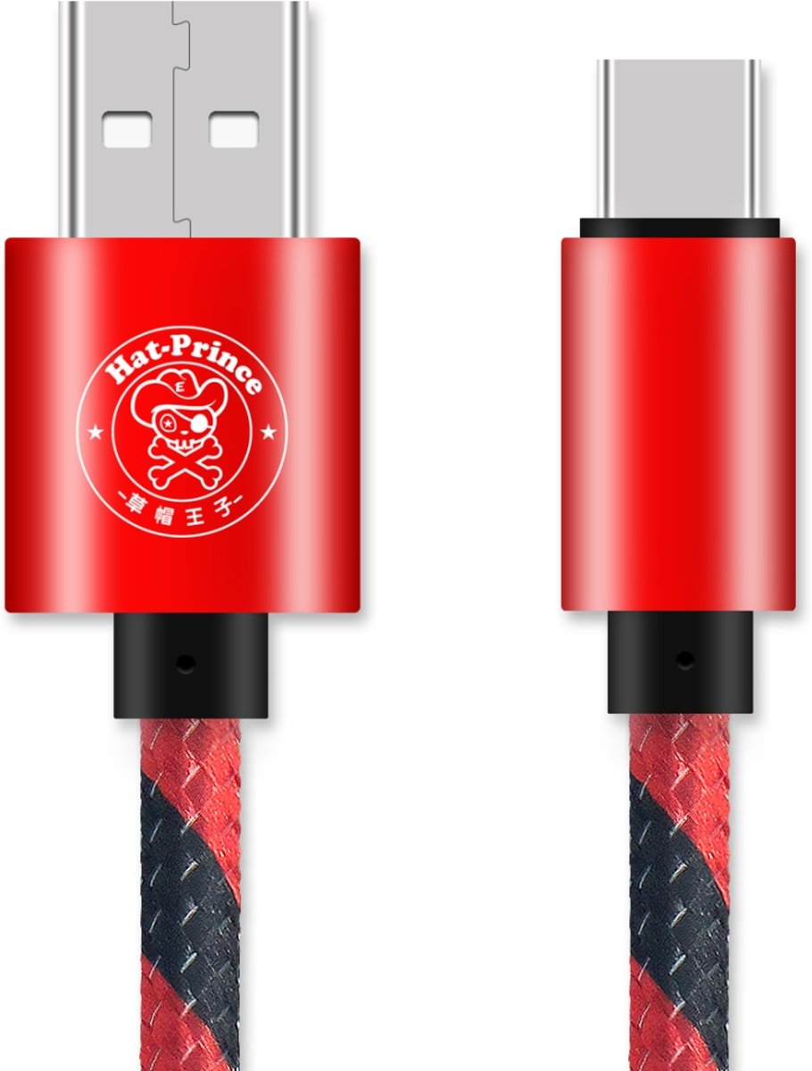 ENKAY Hat-Prince 2A USB naar USB-C / Type-C Nylon Weave Style Data Sync Oplaadkabel, kabellengte: ongeveer 1m, voor Galaxy S8 & S8 + / LG G6 / Huawei P10 & P10 Plus / Oneplus 5 en andere smartphones ( Rood)