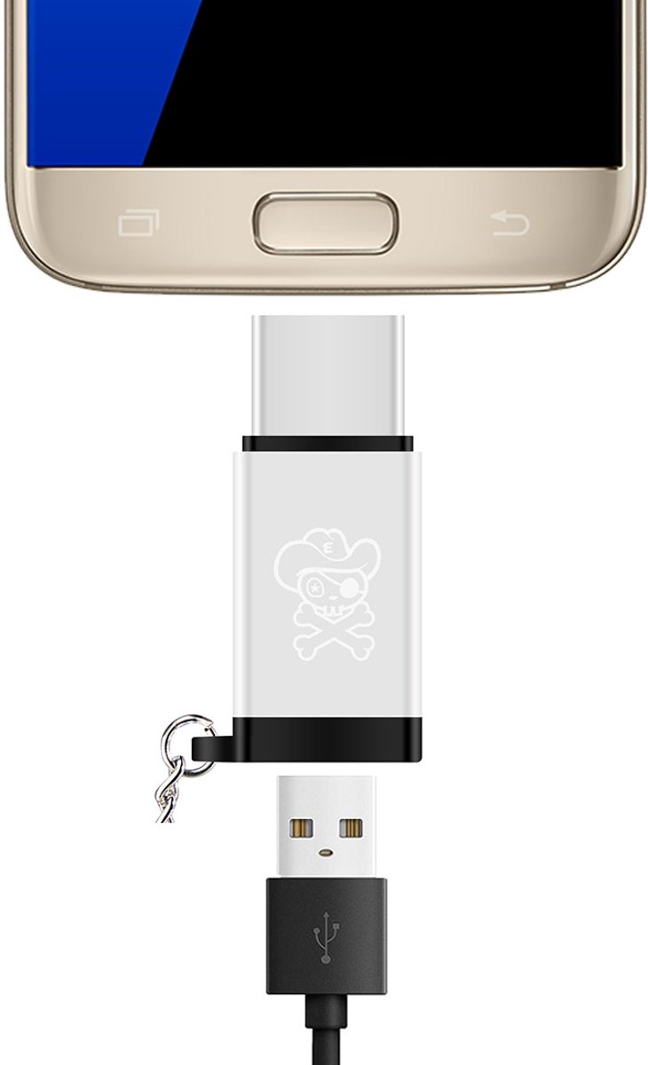 ENKAY Hat-Prince HC-12 Micro USB naar USB 3.1 / Type-C Mini-adapterkabel, met sleutelhanger (zilver)