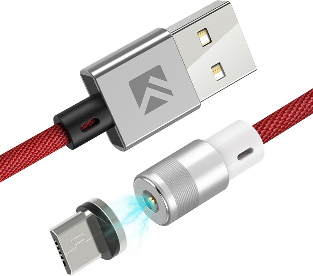 FLOVEME 1m 2A Uitgang 360 Graden Casual USB naar Micro USB Magnetische laadkabel, Ingebouwde blauwe LED-indicator, voor Samsung Galaxy S7 & S7 Edge / LG G4 / Huawei P8 / Xiaomi Mi4 en andere smartphones (rood)