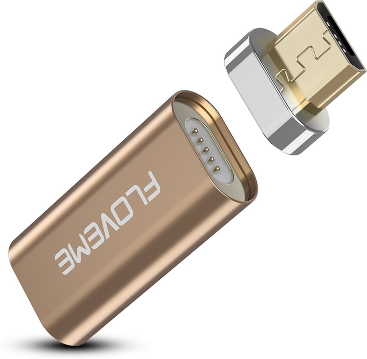 FLOVEME YXF97443 Micro USB female naar micro USB Male Magnetic Adapter, voor Samsung, Huawei, Xiaomi, HTC, Sony en andere smartphones (goud)