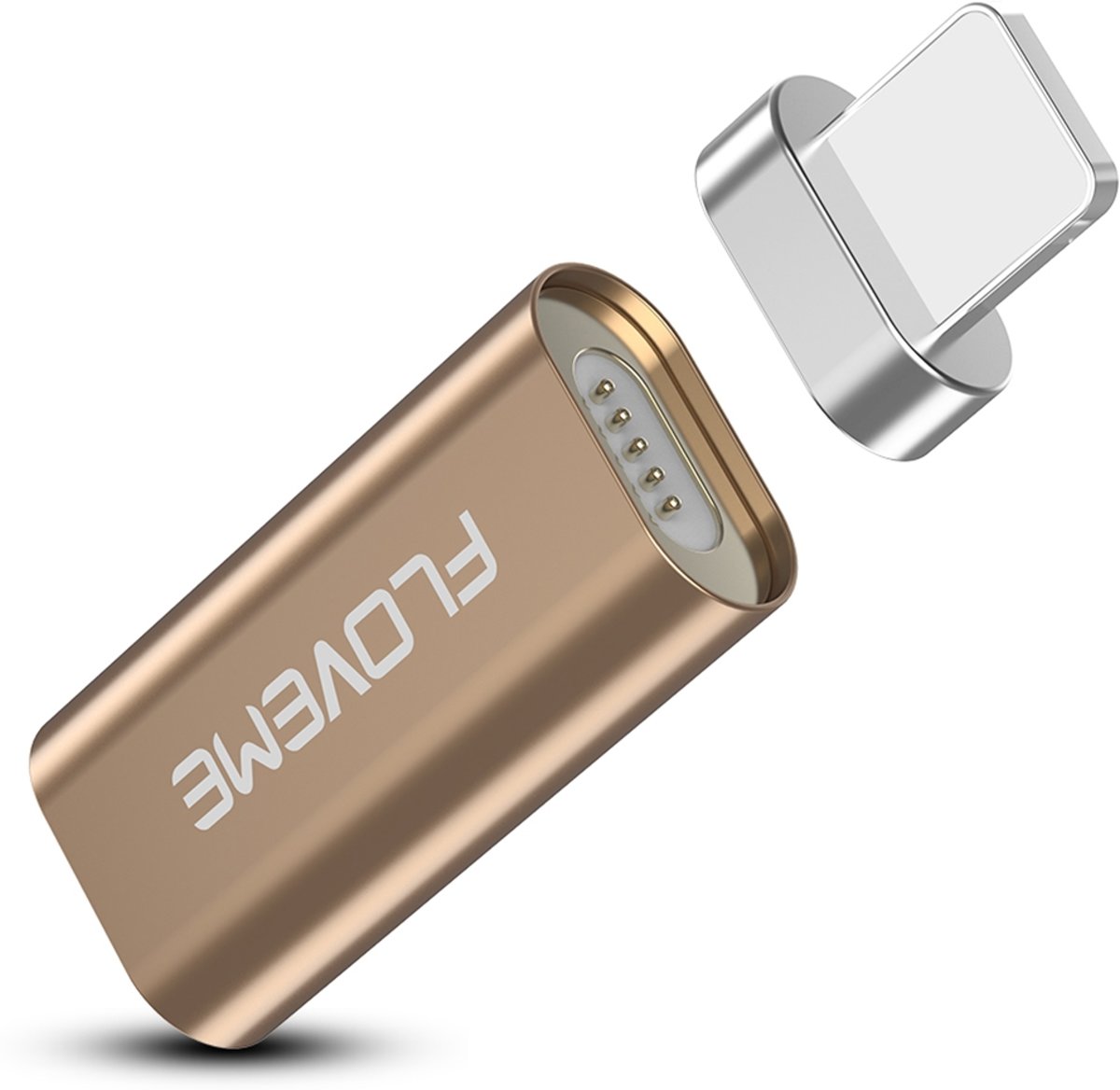 FLOVEME YXF97454 Micro USB vrouw naar 8-pins mannelijke magnetische adapter, voor iPhone XR / iPhone XS MAX / iPhone X & XS / iPhone 8 & 8 Plus / iPhone 7 & 7 Plus / iPhone 6 & 6s & 6 Plus & 6s Plus / iPad ( Goud)