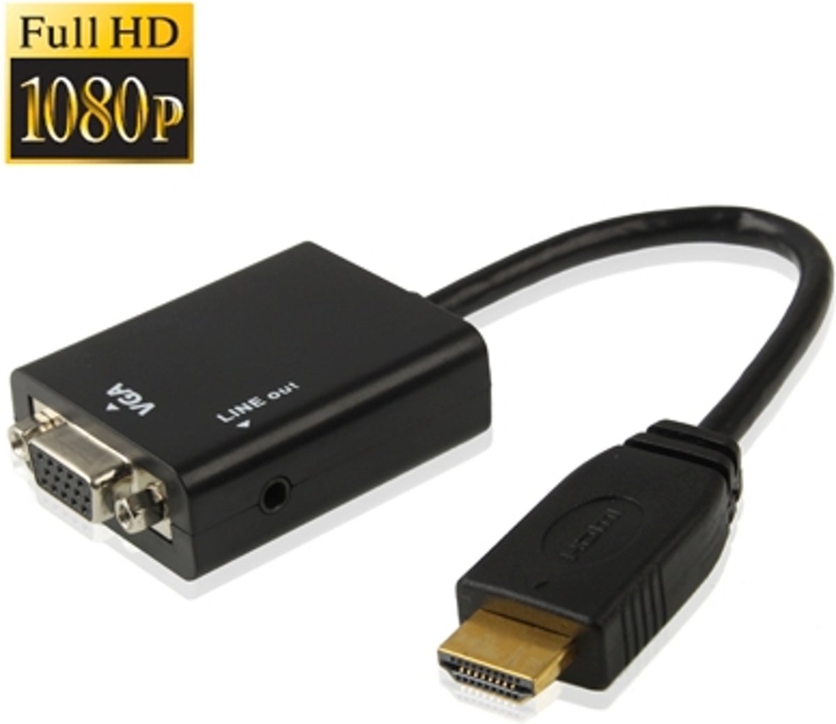 Full HD 1080P HDMI naar VGA + Audio Output Kabel voor Computer / DVD / Digitale TV Set-top Box / Laptop / mobiele telefoon / Media Speler, Kabel Lengte: 15cm (zwart)