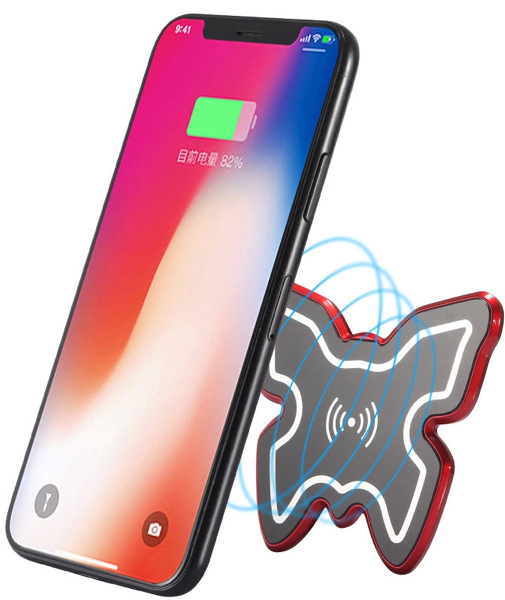 H1 Butterfly Style Intelligente Qi standaard draadloze oplader, voor iPhone, Galaxy, Huawei, Xiaomi, LG, HTC en andere QI standaard smartphones