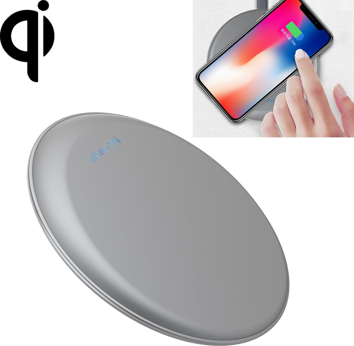 HAMTOD Intelligent UFO-ontwerp Qi Standaard draadloze oplader met indicatielampje, ondersteuning voor snel opladen, voor iPhone, Galaxy, Huawei, Xiaomi, LG, HTC en andere QI standaard smartphones (zilver)