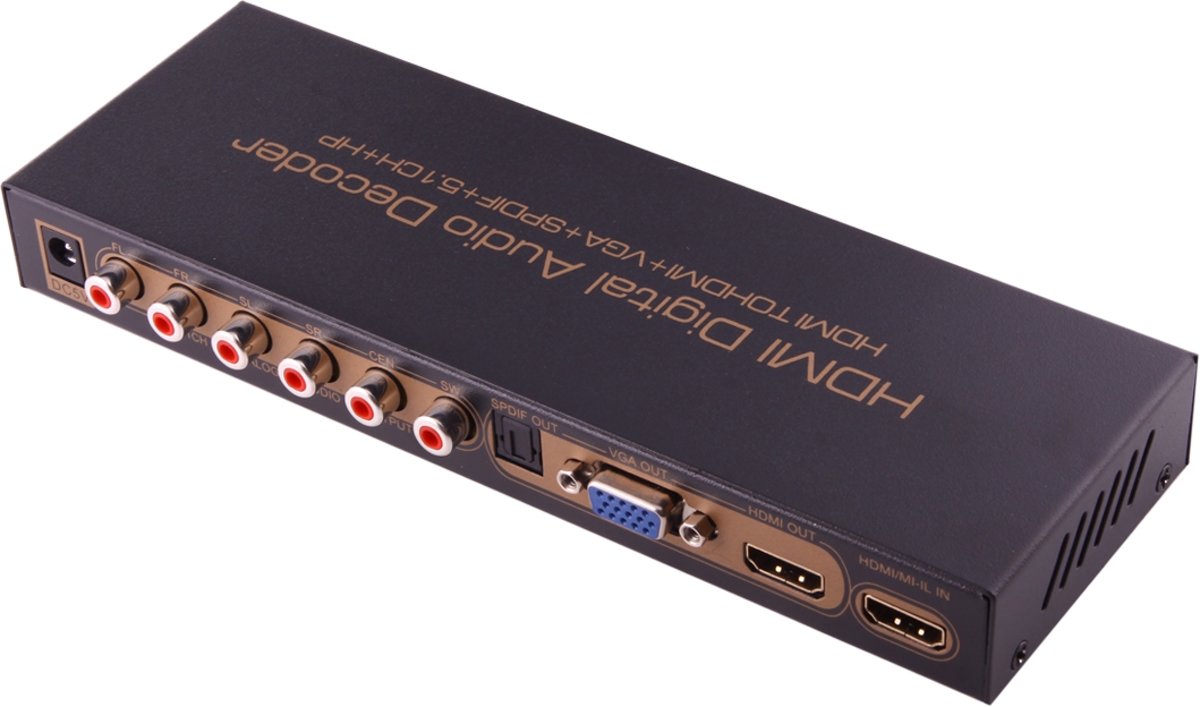 HDMI to HDMI/VGA/SPDIF/5.1CH/HP Digital Audio Decoder (EU Plug)(Black)