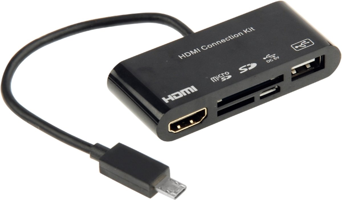 HDTV-adapter en OTG-kaartlezer HDMI-verbindingskits, voor Galaxy S5 / S4 / S3 / Note III / Note II (zwart)