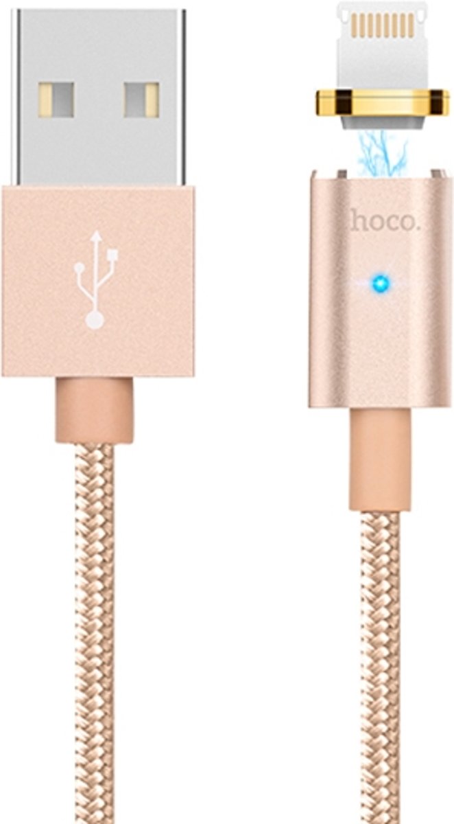 Hoco U16 Magnetische 1.2m 2.4A 8-pins naar USB Data Sync oplaadkabel, voor iPhone XR / iPhone XS MAX / iPhone X & XS / iPhone 8 & 8 Plus / iPhone 7 & 7 Plus / iPhone 6 & 6s & 6 Plus & 6s Plus / iPad (goud)