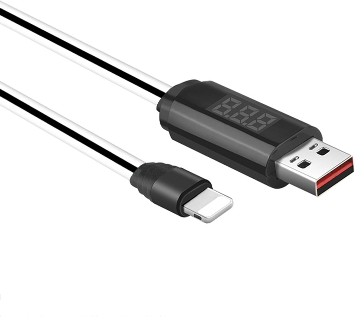 Hoco U29 1m 2A 8 Pin naar USB Data Sync oplaadkabel met display & timing, voor iPhone XR / iPhone XS MAX / iPhone X & XS / iPhone 8 & 8 Plus / iPhone 7 & 7 Plus / iPhone 6 & 6s & 6 Plus & 6s Plus / iPad (wit)