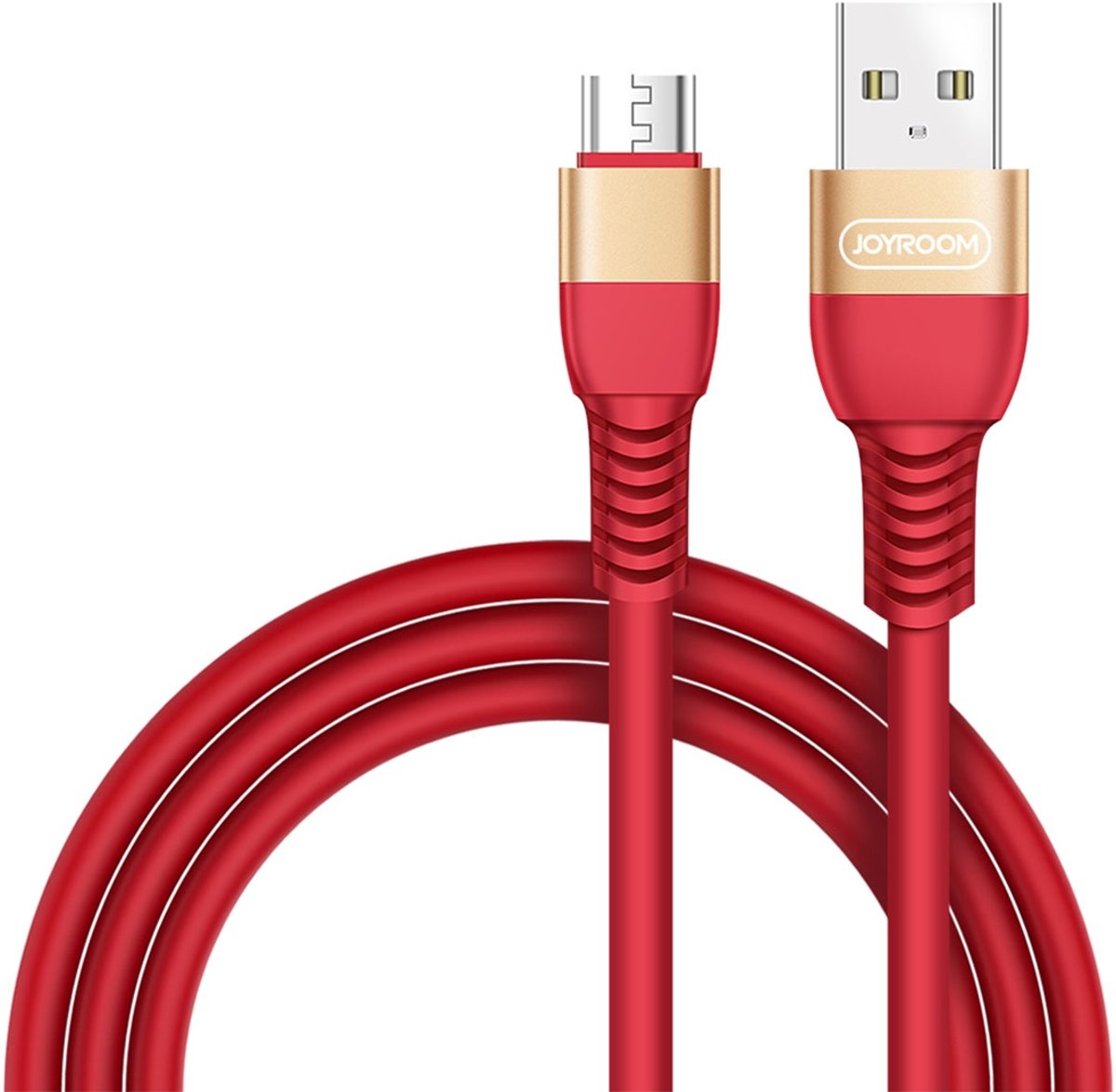 JOYROOM JR-S318 2.4A USB naar Micro USB Data Sync oplaadkabel, kabellengte: 1.5m, voor Galaxy S7 & S7 Edge / LG G4 / Huawei P8 / Xiaomi Mi4 en andere smartphones (rood)