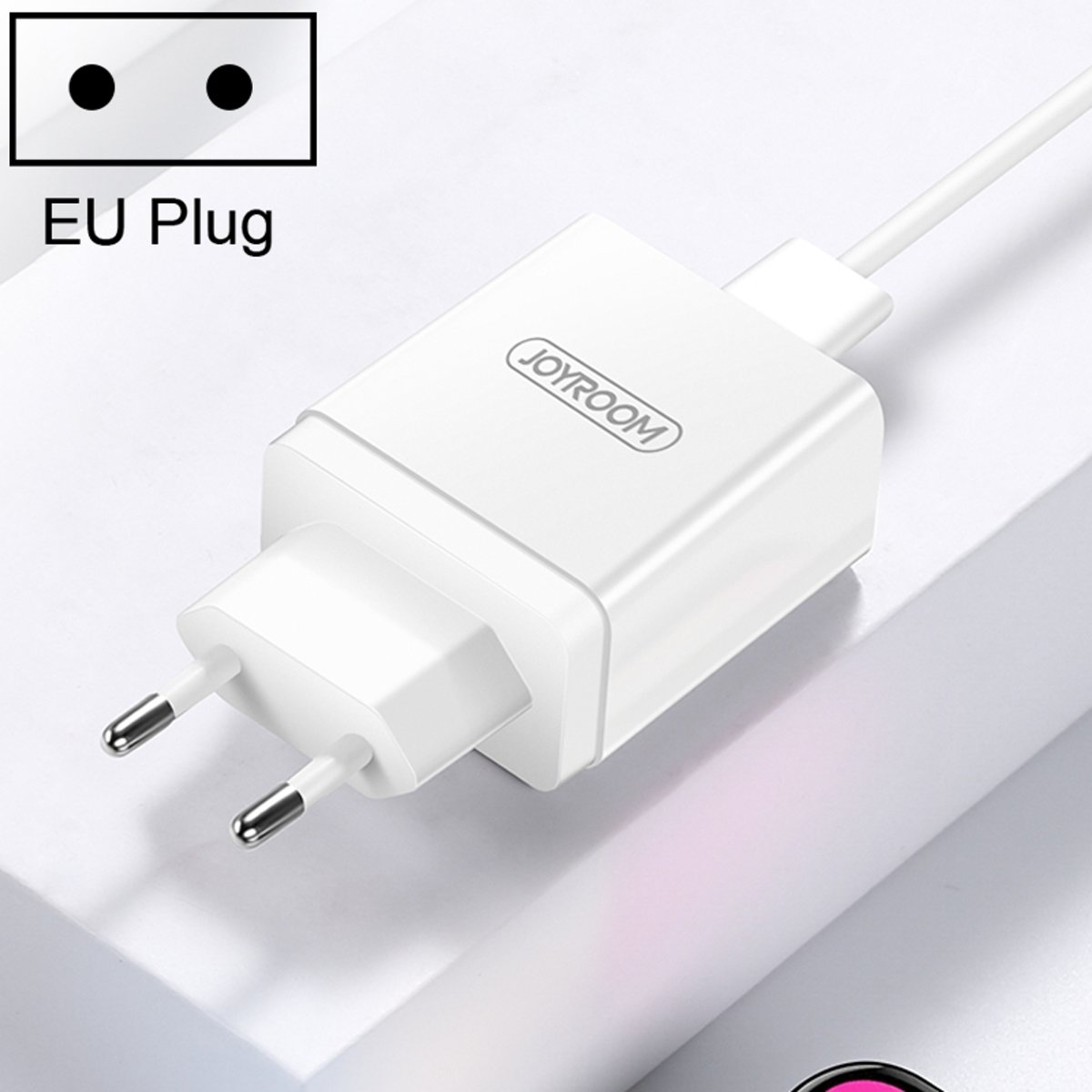 JOYROOM L-M101 QC 3.0 enkele USB-poort Reislader, EU-stekker, voor iPad, iPhone, Galaxy, Huawei, Xiaomi, LG, HTC en andere slimme telefoons, oplaadbare apparaten (wit)