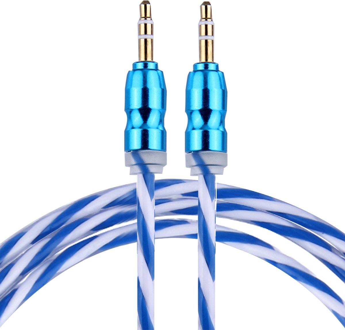 Jelly kleurstijl metalen kop 3,5 mm male naar stekker Jack Stereo audio AUX kabel voor iPhone, iPad, Samsung, iPod Laptop, MP3, lengte: 1 m (blauw)