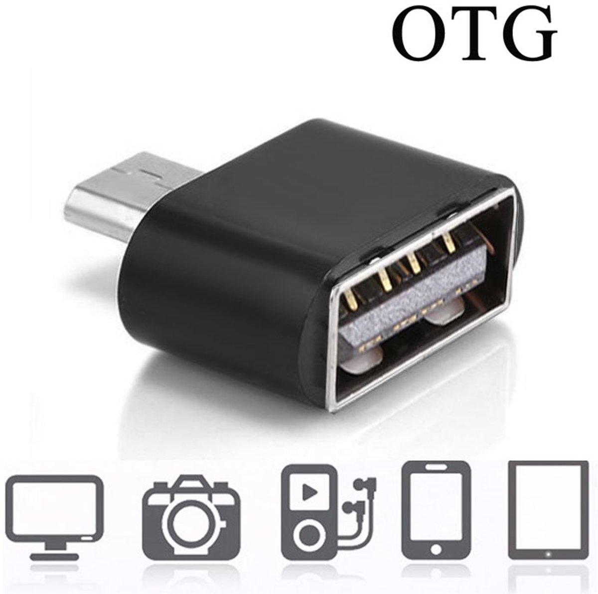 Micro USB 2.0 naar USB 2.0-adapter met OTG-functie, voor Samsung / Huawei / Xiaomi / Meizu / LG / HTC en andere smartphones (zwart)