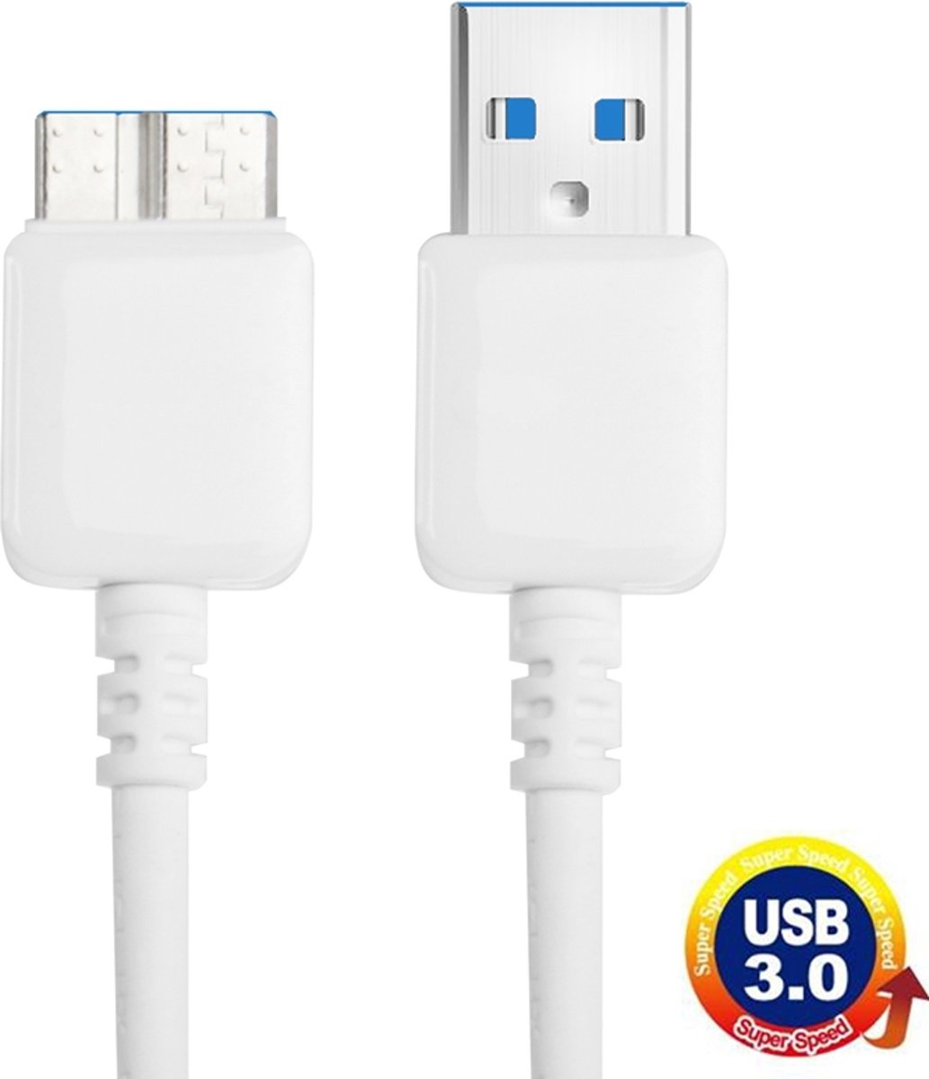 Micro USB 3.0 naar USB 3.0 Dataoverdracht / Lading Sync Kabel voor Galaxy Note III / N9000 / N9002 / N9006, 1.5m (Wit)