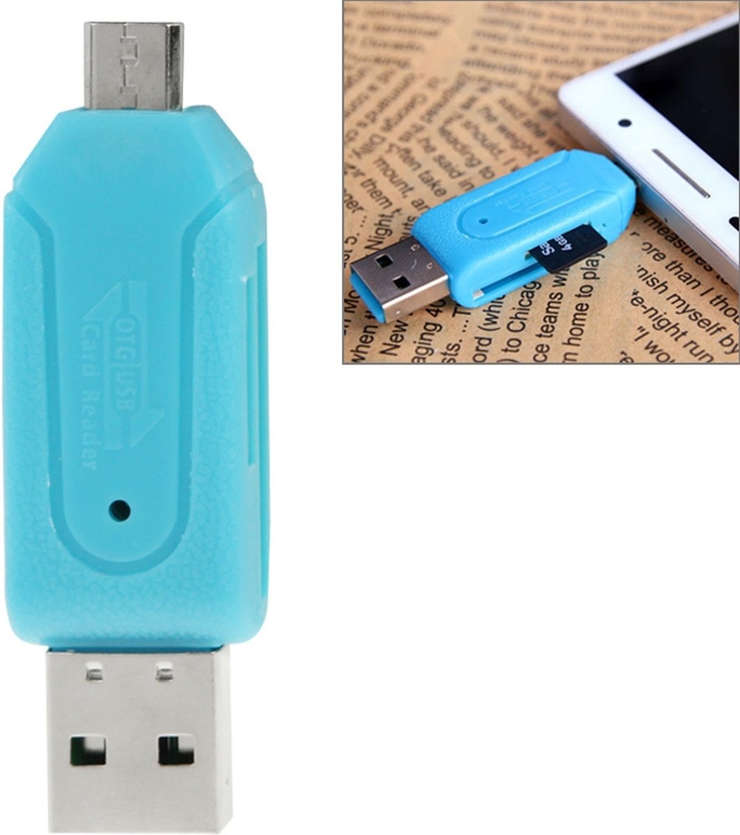 Micro USB-gegevensinterface T-Flash / SD U-schijf OTG-kaartlezer, voor iPad, iPhone, Galaxy, Huawei, Xiaomi, LG, HTC en andere slimme telefoons, oplaadbare apparaten