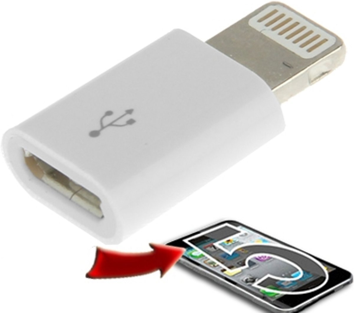 Mini kleine 8-pins mannelijk naar micro USB-vrouwelijke adapter, voor iPhone 6/6 Plus, 5 / 5S / 5C, iPad mini / mini 2 Retina, iPod Touch 5, iPad 4, iPod Nano 7 (wit)