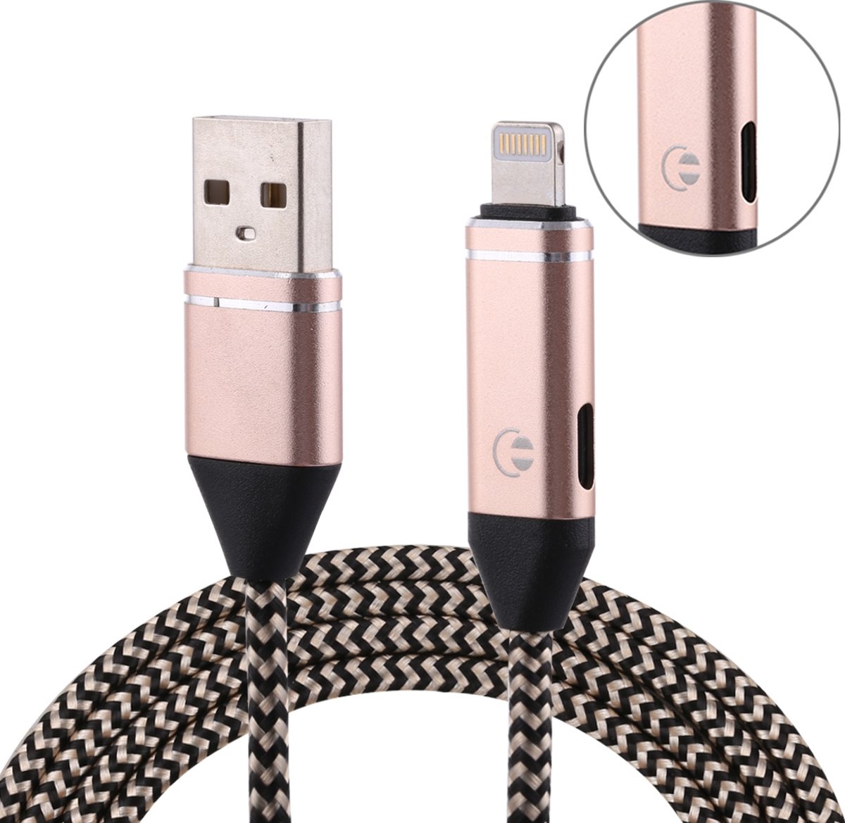 Multifunctionele 1m 3A 8-pins mannelijk en 8-pins vrouwelijk naar USB nylon gevlochten gegevens Sync opladen audiokabel, voor iPhone X, iPhone 8 & 8 Plus, iPhone 7 en 7 Plus, iPhone 6 en 6s, iPhone 6 Plus en 6s Plus (goud)