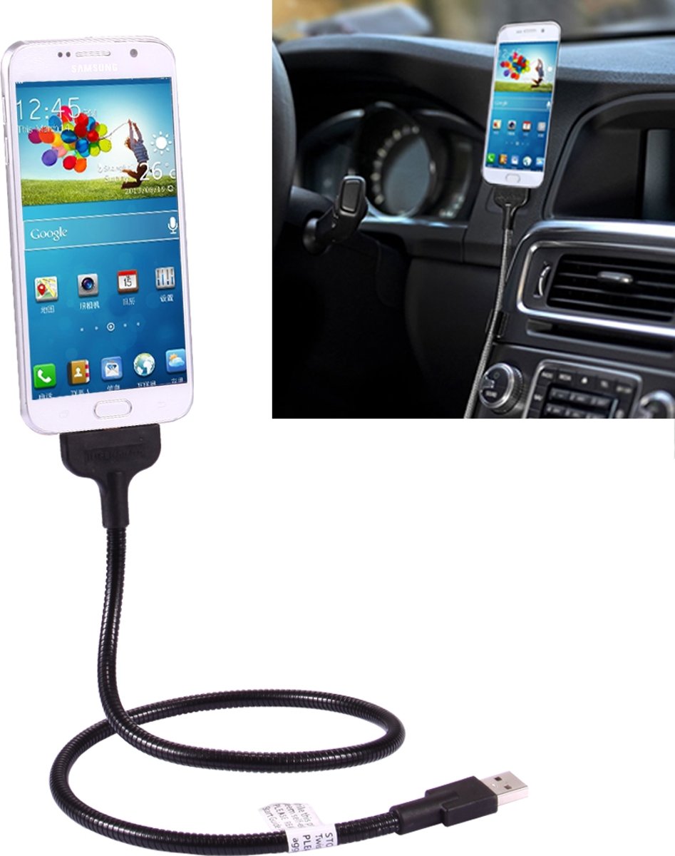 Multifunctionele metalen zachte slang Micro USB naar USB Data-oplaadkabel met flexibele Desk Dock Car Dock-functie, voor Samsung, HTC, Sony, Lenovo en andere smartphones