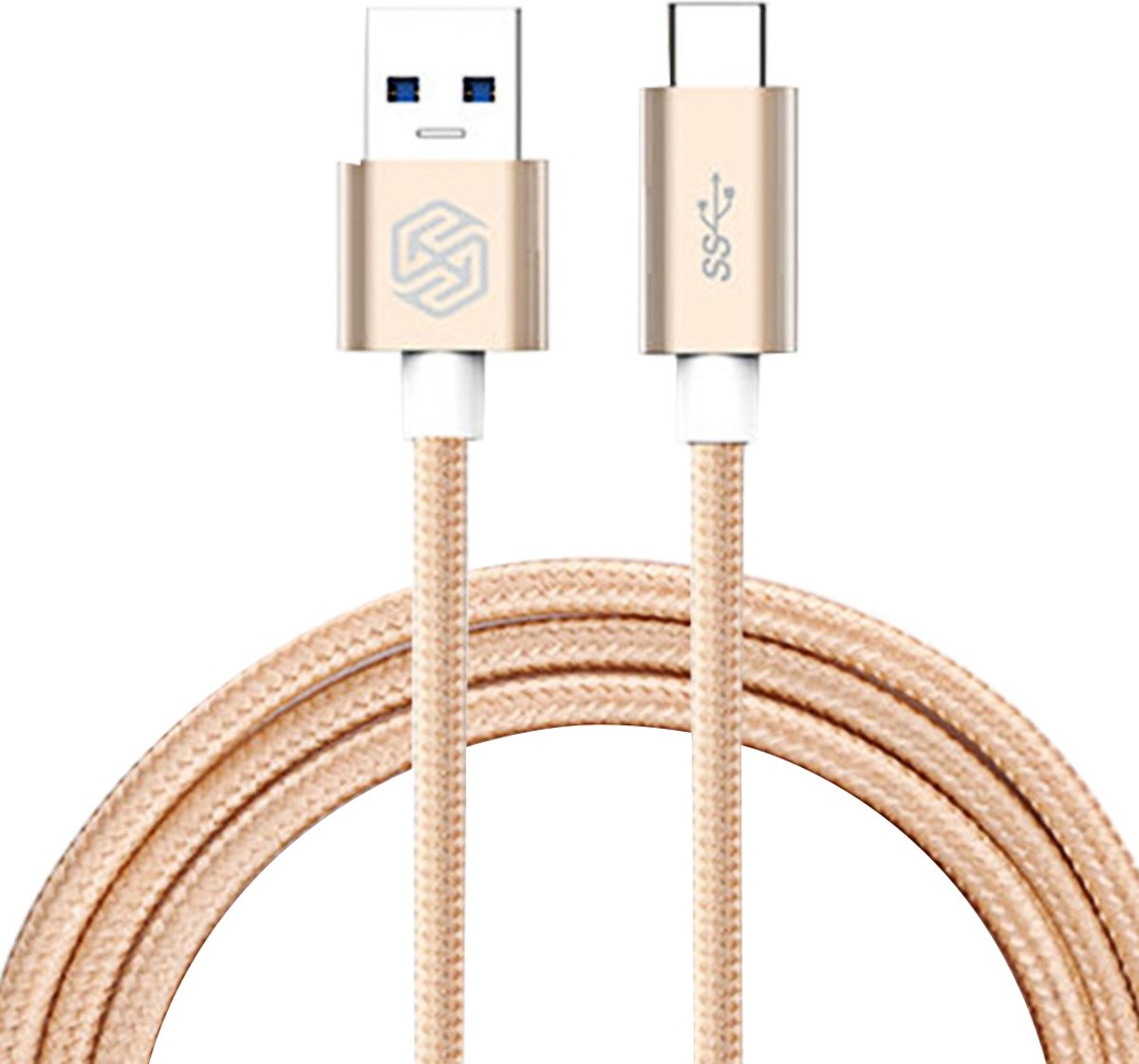 NILLKIN Elite kabel 1m 3A USB-C / Type-C naar USB 3.0 geweven stijl TPE Data Sync oplaadkabel met metalen kop, voor Galaxy S8 & S8 + / LG G6 / Huawei P10 & P10 Plus / Xiaomi Mi6 & Max 2 en andere smartphones (Zilver)