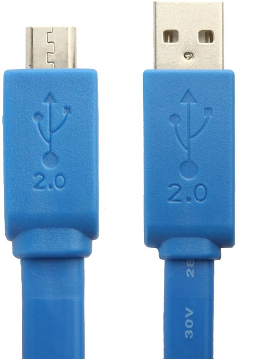 Noodle Style Micro 5-pins USB-gegevensoverdracht / oplaadkabel, geschikt voor Galaxy S6 / S IV / i9500, HTC One / M7, Nokia Lumia 925/920/520, LG Optimus G Pro, lengte: 1,5 m (blauw)