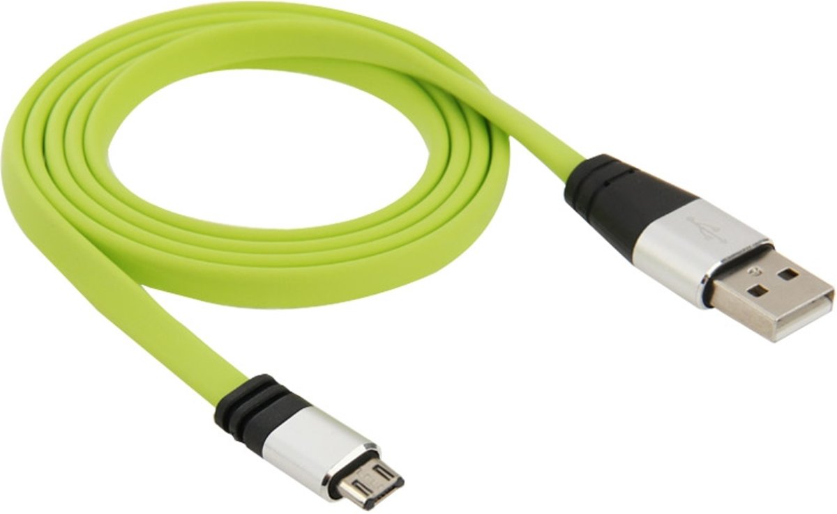 Noodle-stijl Micro 5-pins naar USB Sync Chargin-kabel, voor Galaxy, Huawei, Xiaomi, LG, HTC en andere slimme telefoons (groen)