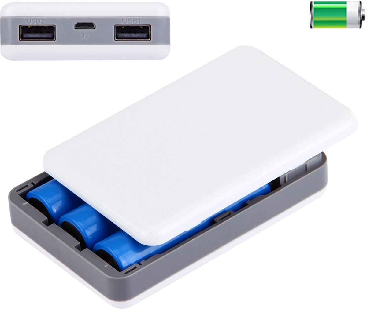 Portable Hoogrendement 3 x 18650 Batterijen Plastic Power Bank Shell Box met dubbele USB-uitgang en warmteafvoeropening, voor iPhone, iPad, Samsung, LG, Sony Ericsson, MP4, PSP, camera, batterijen niet inbegrepen