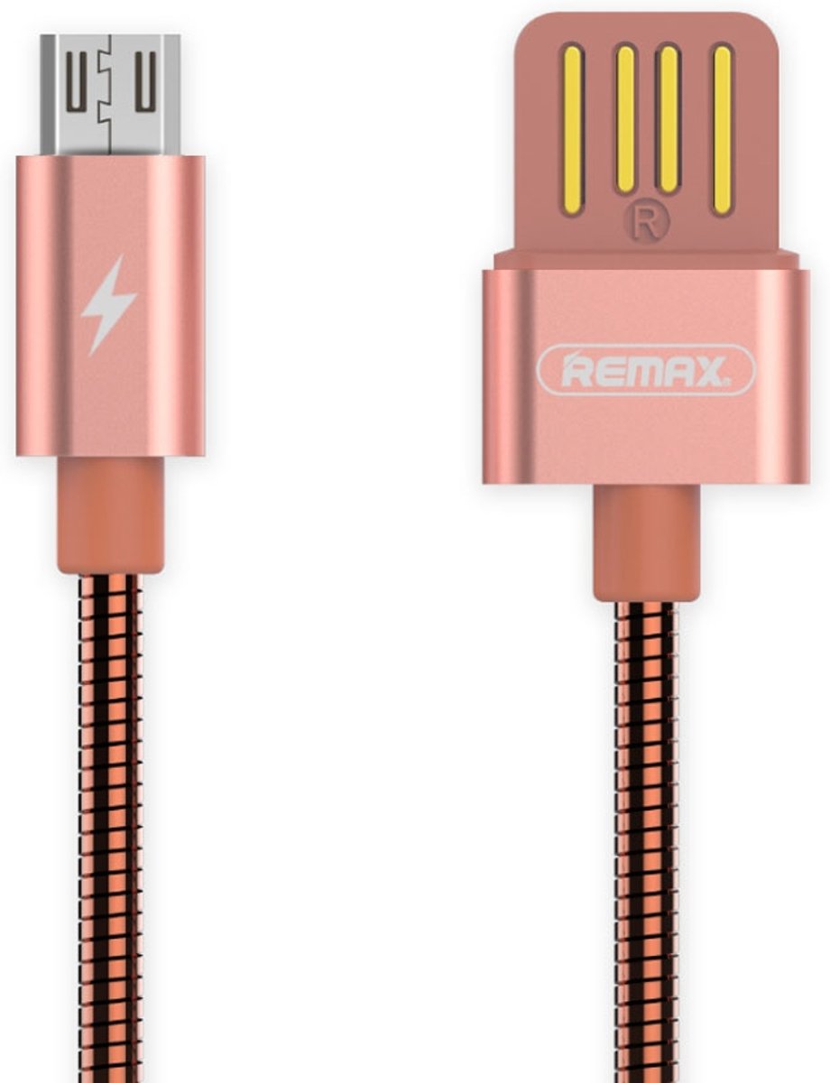 REMAX RC-080m 1m USB naar Micro USB Data Sync oplaadkabel, voor Samsung / Huawei / Xiaomi / Meizu / LG / Sony / HTC en andere smartphones (Rose Gold)