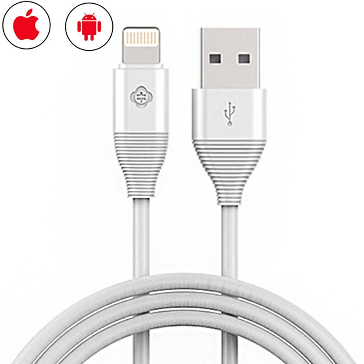 TOTUDESIGN 1.2m 2.1A 2 in 1 Micro USB en 8-pins TPE Data Sync oplaadkabel, voor iPhone / iPad / Galaxy / Huawei / Xiaomi / LG / HTC / Meizu en andere slimme telefoons (wit)