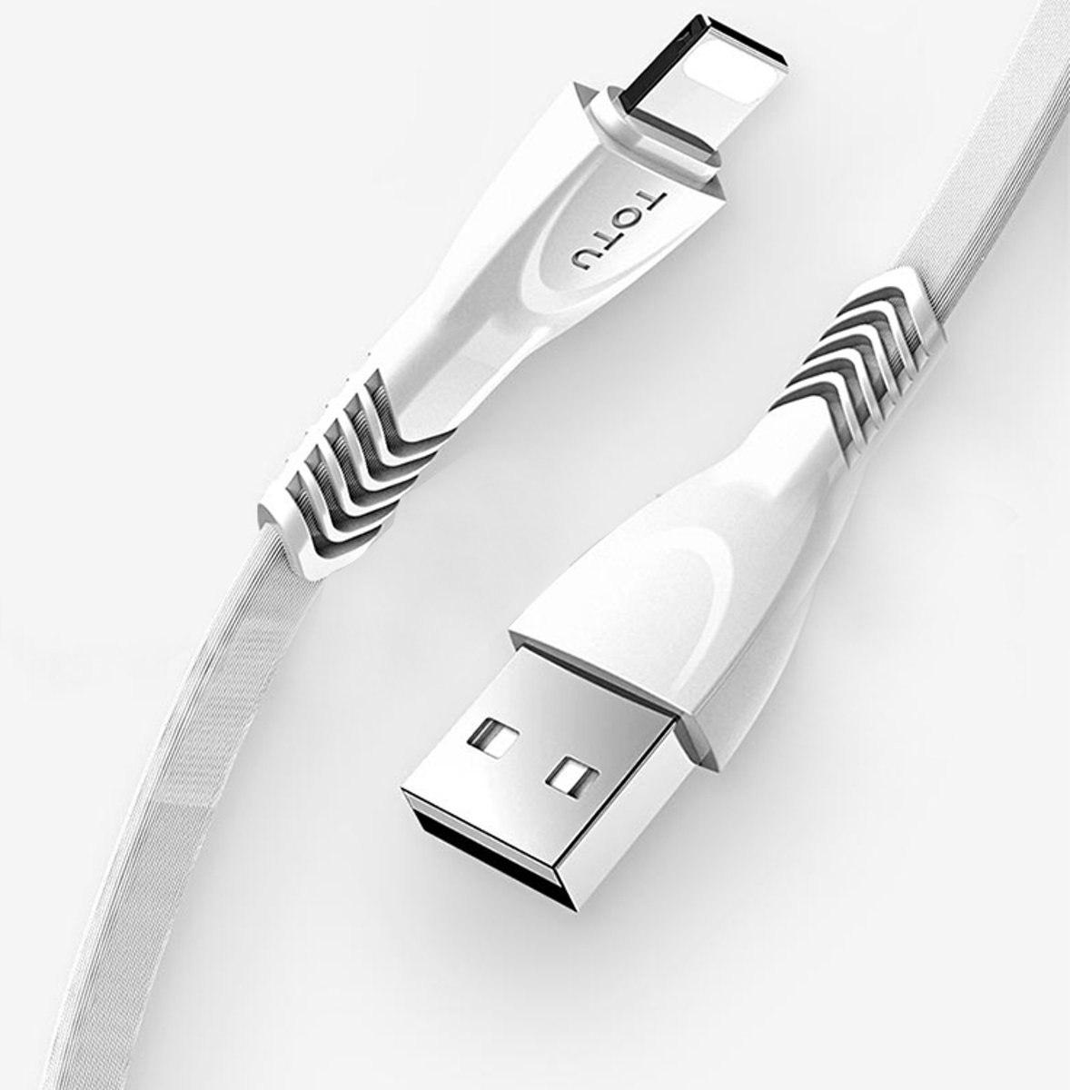 TOTUDESIGN 1.2m 2.1A TPE USB naar 8-pins Data Sync-laadkabel, voor iPhone XR / iPhone XS MAX / iPhone X & XS / iPhone 8 & 8 Plus / iPhone 7 & 7 Plus / iPhone 6 & 6s & 6 Plus & 6s Plus / iPad (wit)