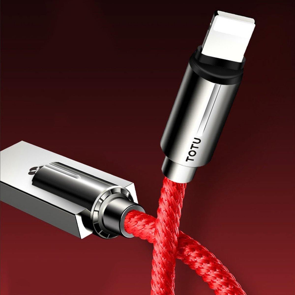 TOTUDESIGN 5V 2.4A USB naar 8-pins zinklegering + Weave Data Sync oplaadkabel, voor iPhone XR / iPhone XS MAX / iPhone X & XS / iPhone 8 & 8 Plus / iPhone 7 & 7 Plus / iPhone 6 & 6s & 6 Plus & 6s Plus / iPad (rood)