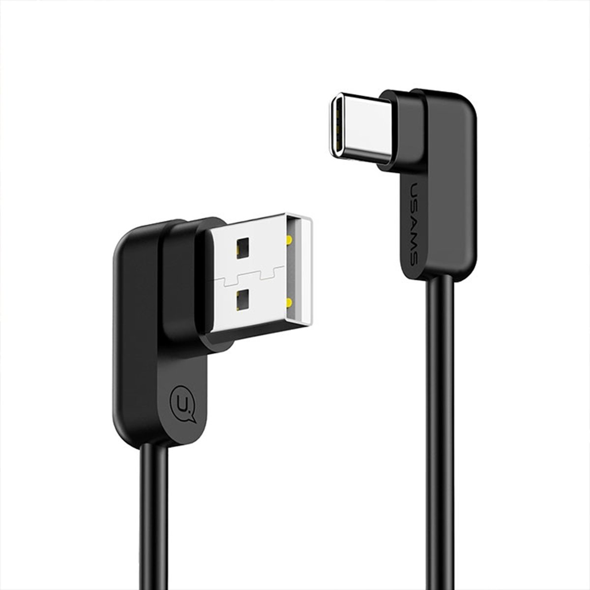 USAMS US-SJ167 U-Flow-reeks 1,2 m 2A-uitvoer USB naar USB-C / Type-C dubbele ellebooggegevens Synchronisatie-oplaadkabel (wit)