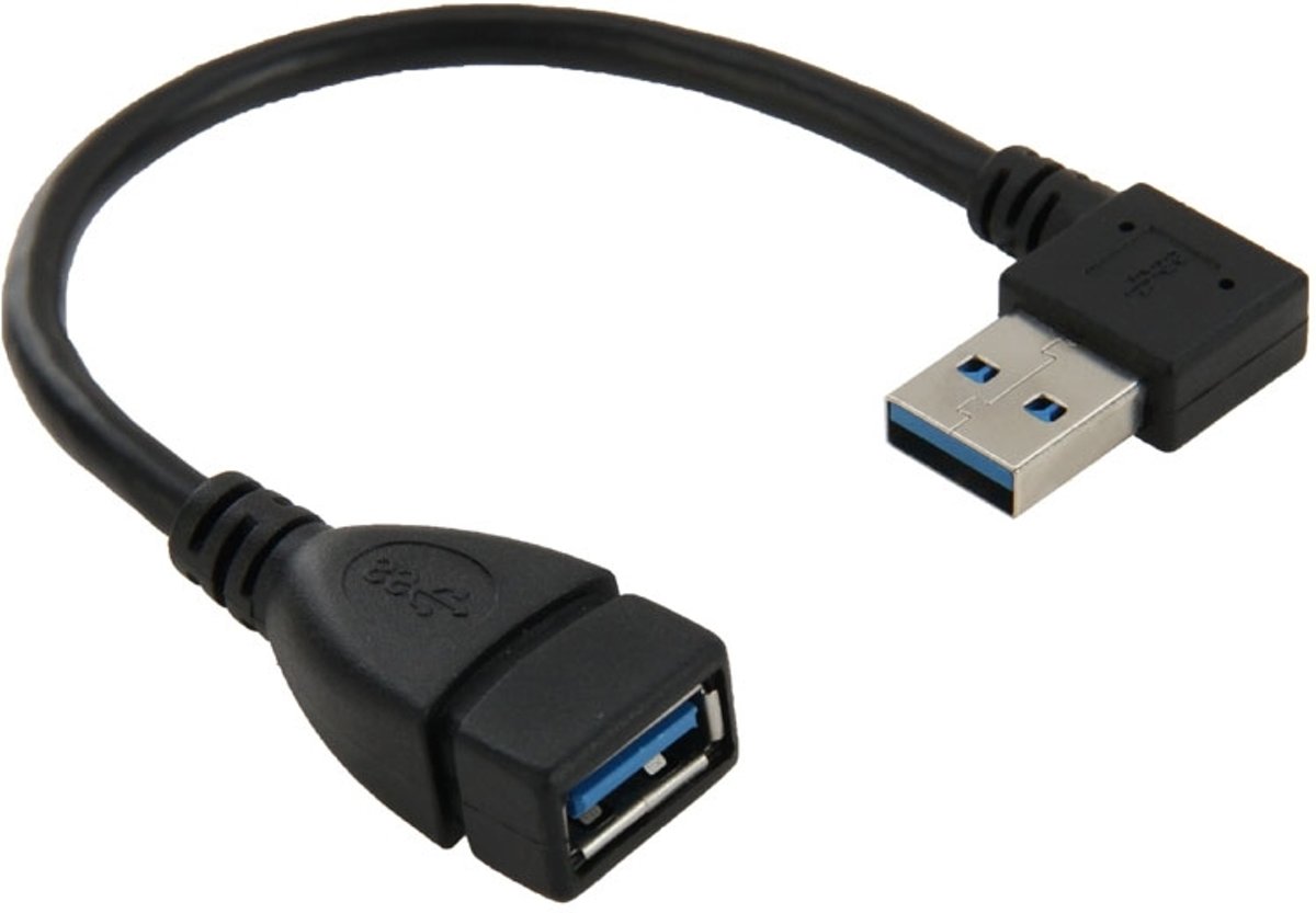 USB 3.0 haaks 90 graden verlengkabel Man-vrouw-adapterkabel, lengte: 18 cm