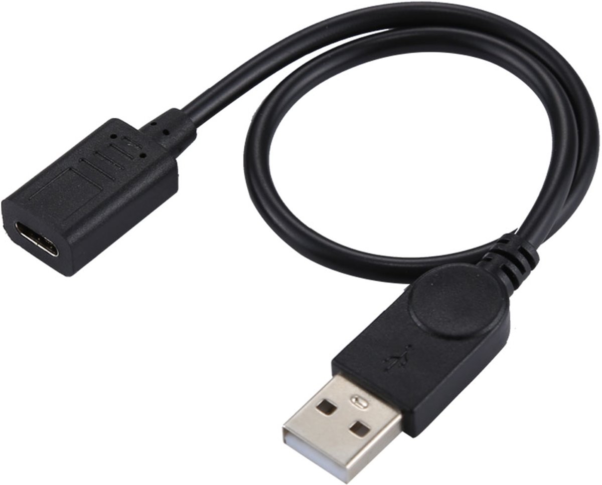 USB-C / Type-C Vrouw naar USB 2.0 mannelijke adapterkabel, totale lengte: 33cm, voor Galaxy S9 & S9 + en S8 & S8 + / LG G6 / Huawei P10 & P10 Plus / Xiaomi Mi 6 & Max 2 en andere smartphones