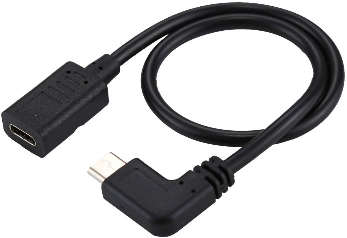 USB-C / Type-C Vrouwelijke naar USB-C / Type-C mannelijke elleboogadapterkabel, totale lengte: ongeveer 30 cm, voor Galaxy S9 & S9 + en S8 en S8 + / LG G6 / Huawei P10 en P10 Plus / Xiaomi Mi 6 & Max 2 en andere smartphones