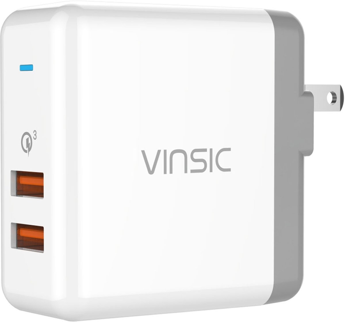 Vinsic 36W draagbare Dual-Port snellader 3.0 Dual-Port USB-wandoplader Reisadapter, voor iPhone / iPad, Galaxy S7 / S6 / Edge / Plus, Mi5 enz., US Plug