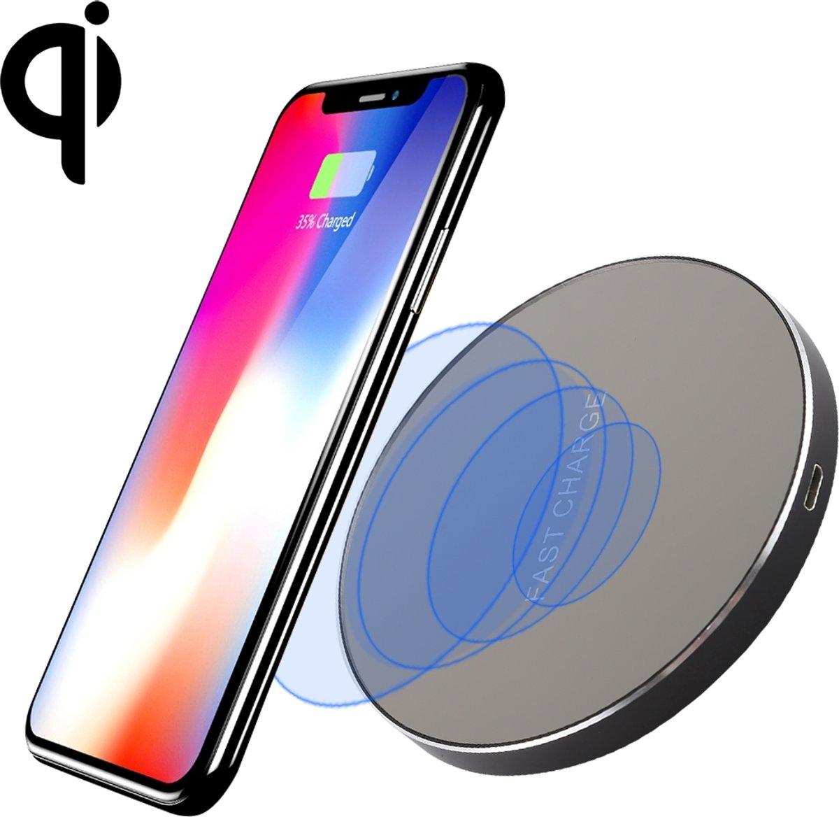 W2 Intelligente Qi standaard draadloze oplader, ondersteuning voor snel opladen, voor iPhone, Galaxy, Huawei, Xiaomi, LG, HTC en andere QI standaard smartphones