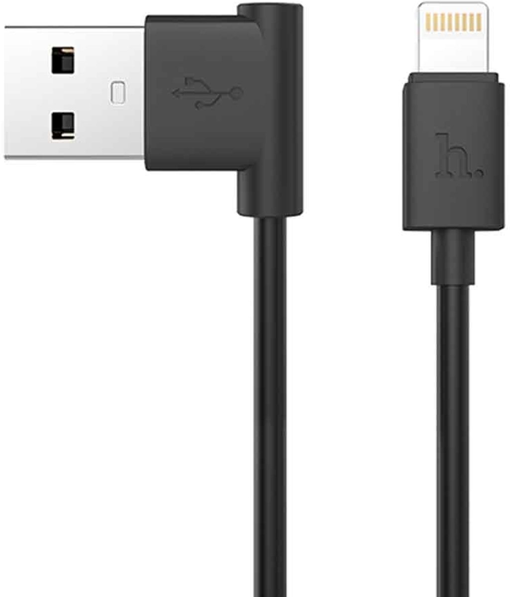 hoco 1,2 m PVC L-type 8-pins naar USB Data Sync oplaadkabel, voor iPhone XR / iPhone XS MAX / iPhone X & XS / iPhone 8 & 8 Plus / iPhone 7 & 7 Plus / iPhone 6 & 6s & 6 Plus & 6s Plus / iPad (zwart)